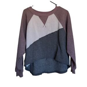 Free People Movement Kindle Up Colorblock Sweatshirt Crop Boxy Oversized Size XS